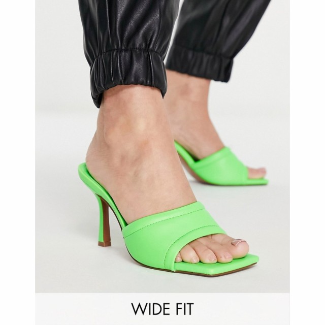 エイソス ASOS DESIGN レディース サンダル・ミュール シューズ・靴 Wide Fit Harvey Mid Heeled Mule Sandals In Lime ライム