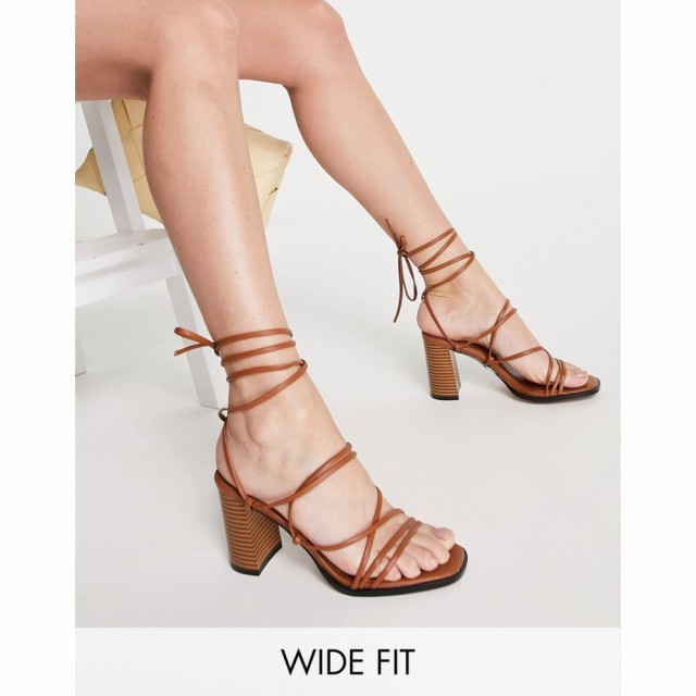 エイソス ASOS DESIGN レディース サンダル・ミュール シューズ・靴 Wide Fit Hoola Tie Leg Block Heeled Mid Sandals In Tan タン