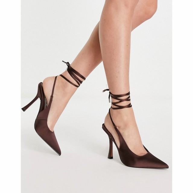 エイソス ASOS DESIGN レディース ヒール シューズ・靴 Perry Tie Leg Flared High Heeled Shoes In Brown