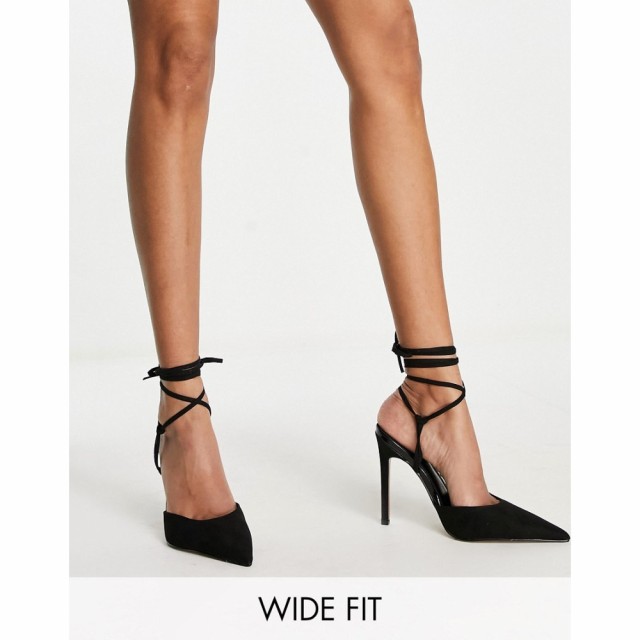 エイソス ASOS DESIGN レディース ヒール シューズ・靴 Wide Fit Prize Tie Leg High Heeled Shoes In Black ブラック