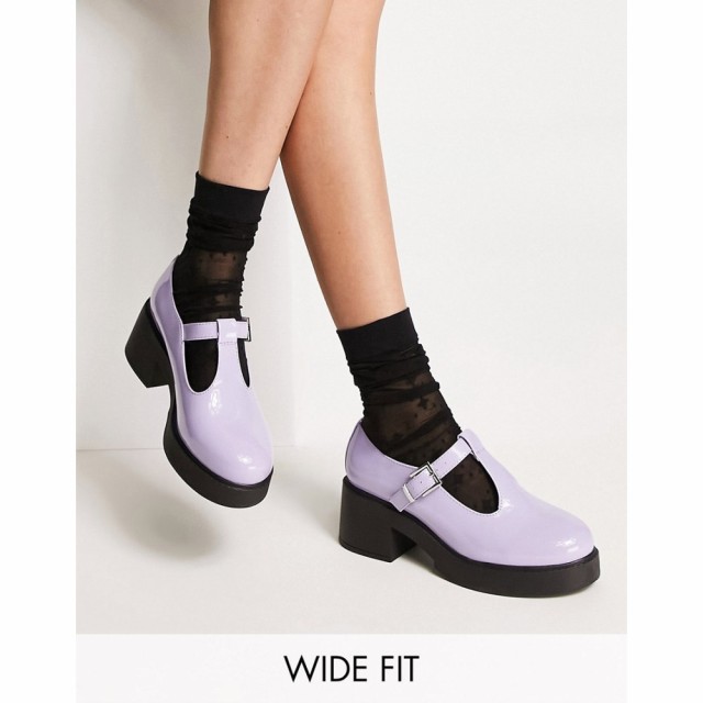 エイソス ASOS DESIGN レディース ヒール シューズ・靴 Wide Fit Stealth Mary Jane Chunky Mid Heeled Shoes In Lilac