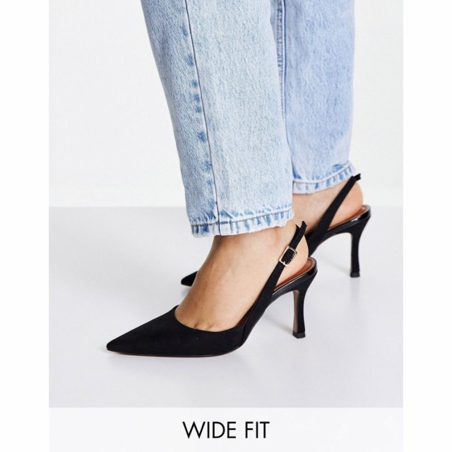 エイソス ASOS DESIGN レディース ヒール ピンヒール シューズ・靴 Wide Fit Samber Slingback Stiletto Heels In Black ブラック