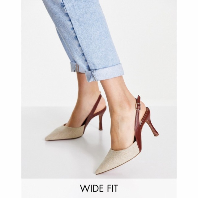 エイソス ASOS DESIGN レディース ヒール ピンヒール シューズ・靴 Wide Fit Samber Slingback Stiletto Heels In Natural