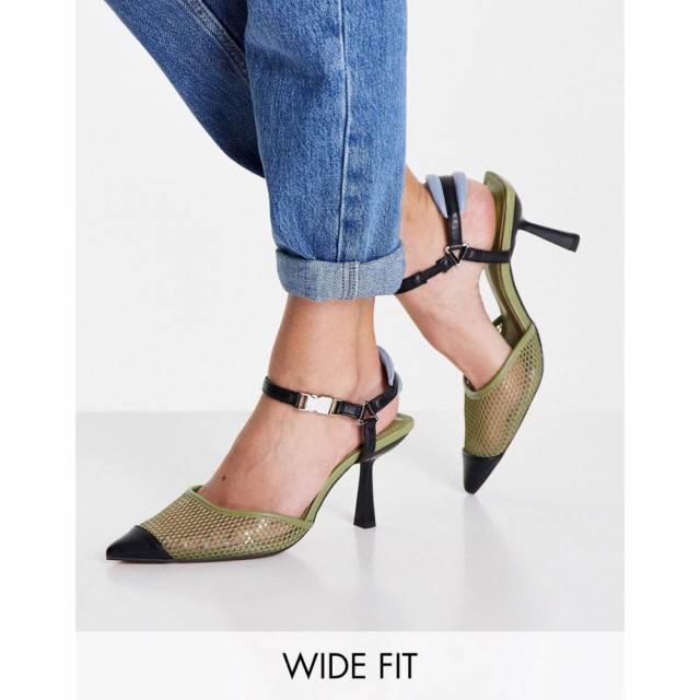 エイソス ASOS DESIGN レディース ヒール シューズ・靴 Wide Fit Sail Mesh Heeled Shoes In Khaki