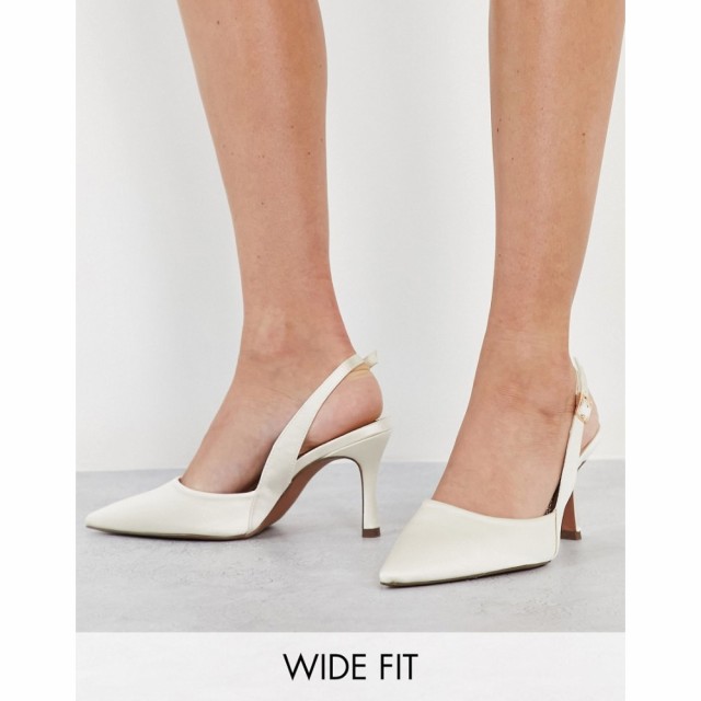 エイソス ASOS DESIGN レディース ヒール ピンヒール シューズ・靴 Wide Fit Samber Slingback Stiletto Heels In Ivory アイボリーサテ