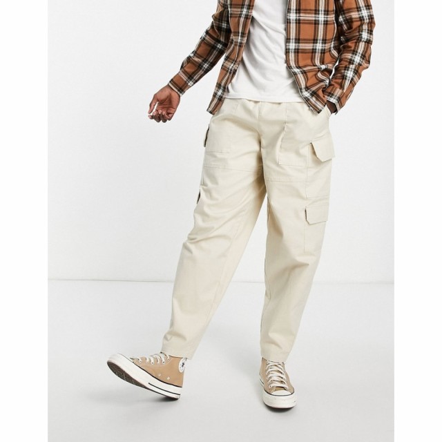 エイソス ASOS DESIGN メンズ カーゴパンツ ボトムス・パンツ Oversized Tapered Cargo Trousers In Beige ベージュ