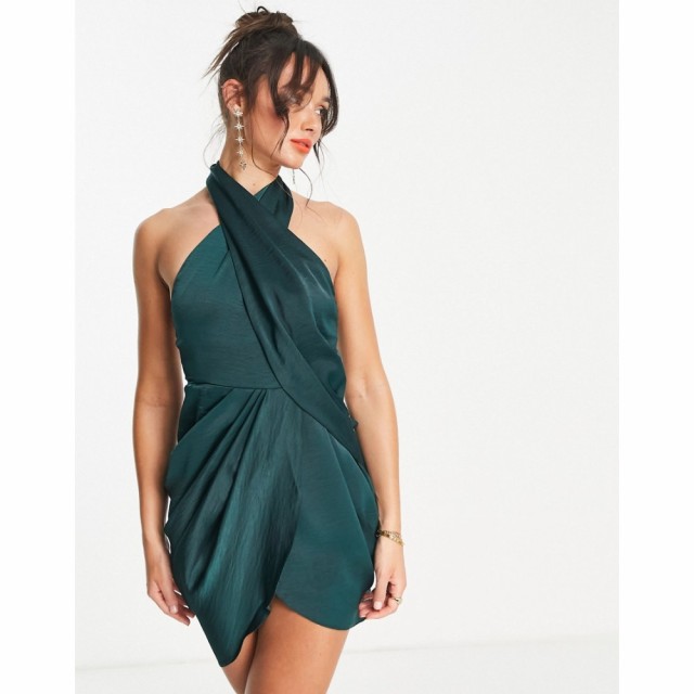 エイソス ASOS DESIGN レディース ワンピース ラップドレス ミニ丈 ワンピース・ドレス Wrap Neck Drape Mini Dress In Soft Washed Twil