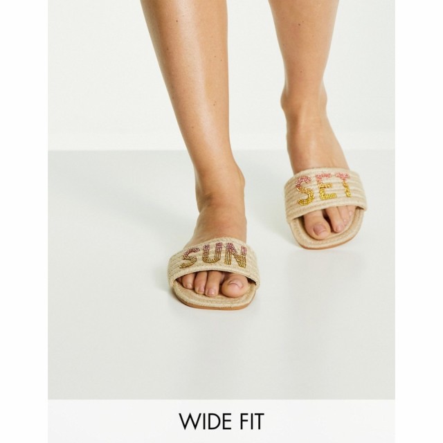 エイソス ASOS DESIGN レディース エスパドリーユ サンダル・ミュール シューズ・靴 Wide Fit Jewel Sunset Espadrille Mules In Natural