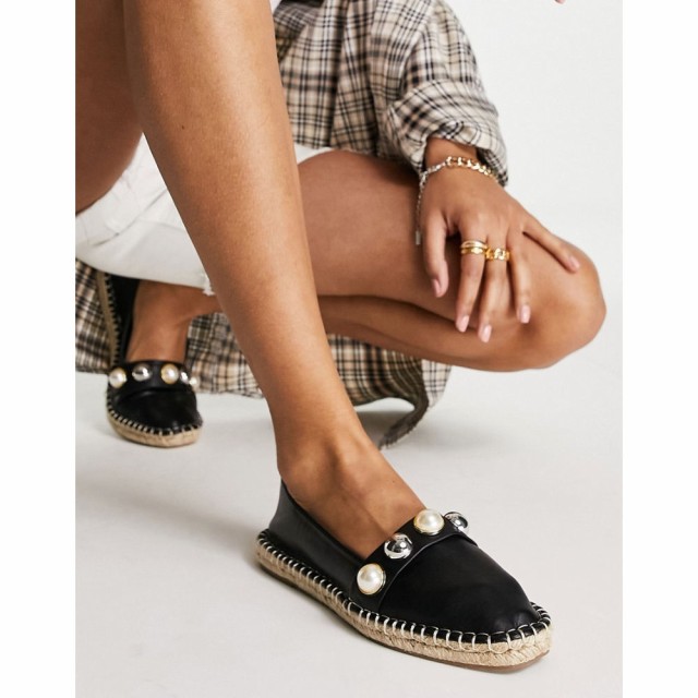 エイソス ASOS DESIGN レディース エスパドリーユ シューズ・靴 Jenna Faux Pearl Espadrilles In Black ブラック