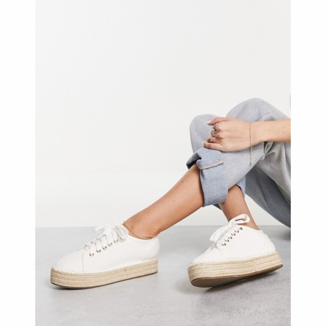 エイソス ASOS DESIGN レディース エスパドリーユ 厚底 スニーカー シューズ・靴 Josh Flatform Espadrille Trainers In Off White オフ