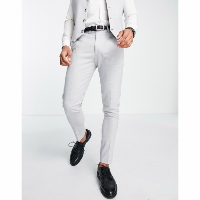 エイソス ASOS DESIGN メンズ スラックス スキニー ボトムス・パンツ Wedding Super Skinny Suit Trousers In Ice Grey Micro Texture ア