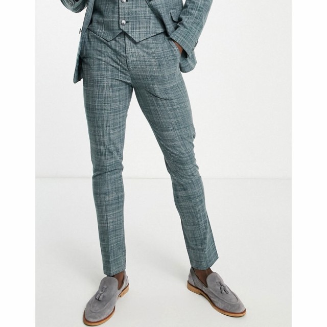 エイソス ASOS DESIGN メンズ スラックス スキニー ボトムス・パンツ Wedding Skinny Suit Trousers In Forest Green Crosshatch フォレ