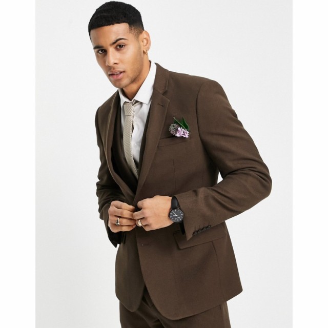 エイソス ASOS DESIGN メンズ スーツ・ジャケット アウター Wedding Skinny Suit Jacket In Brown Twill ブラウン