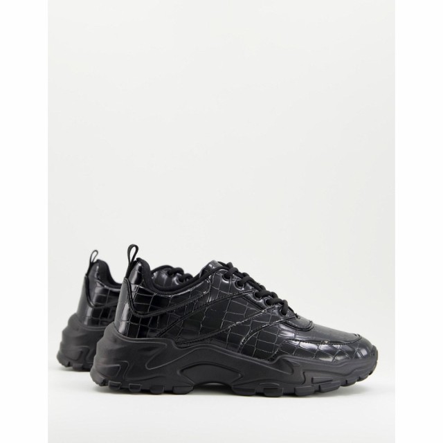 エイソス ASOS DESIGN レディース スニーカー レースアップ シューズ・靴 Darcey Lace Up Trainers In Black Drench