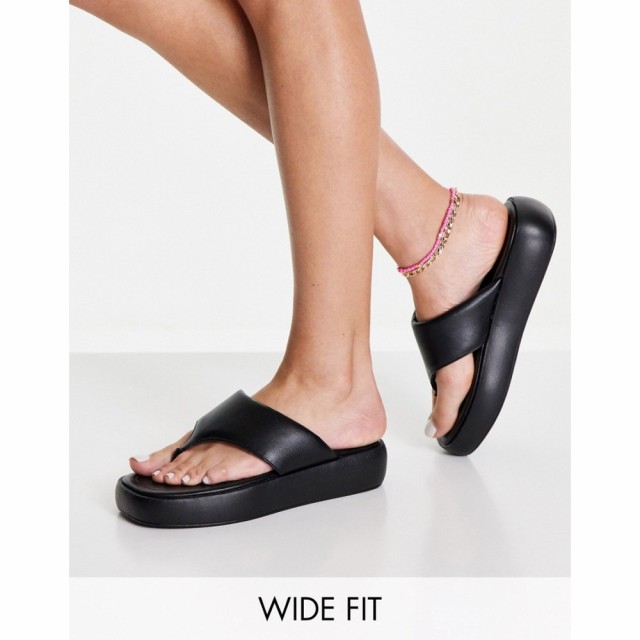 エイソス ASOS DESIGN レディース サンダル・ミュール 厚底 シューズ・靴 Wide Fit Francesca Flatform Sandals In Black ブラック