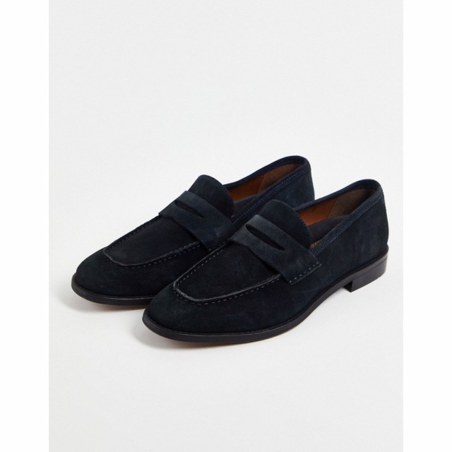 エイソス ASOS DESIGN メンズ ローファー シューズ・靴 Navy Suede Penny Loafer ネイビー