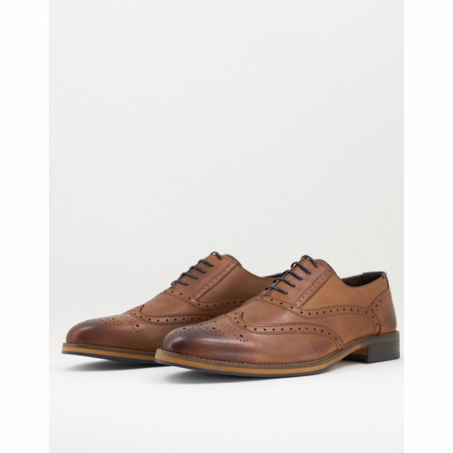 エイソス ASOS DESIGN メンズ 革靴・ビジネスシューズ ブローグ シューズ・靴 Brogue Shoes In Brown Leather With Natural Sole And Col