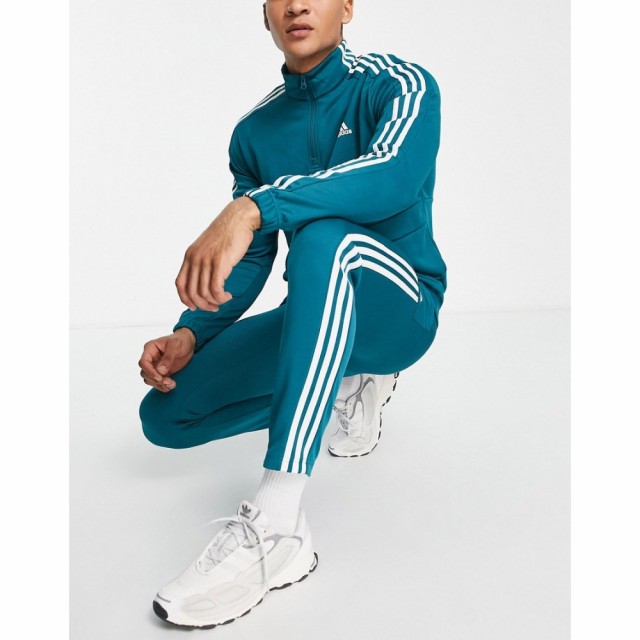 アディダス adidas performance メンズ ジャージ アウター Adidas Training 3 Stripe Tricot Tracksuit In Teal グリーン