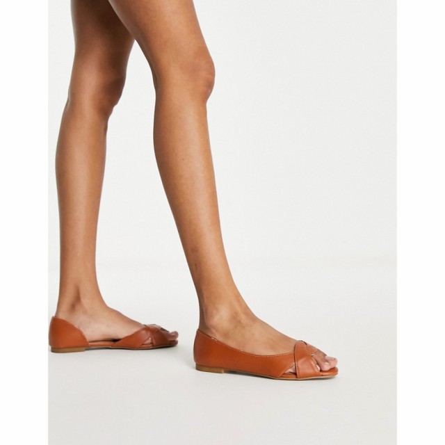 エイソス ASOS DESIGN レディース スリッポン・フラット シューズ・靴 Laurel Peeptoe Ballet Flats In Tan タン