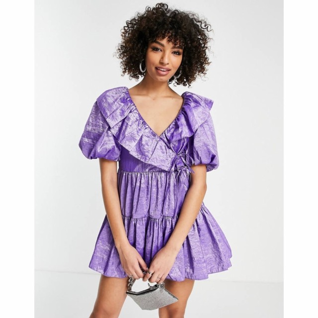 トップショップ Topshop レディース ワンピース ミニ丈 ワンピース・ドレス Taffeta Mini Dress In Lilac ライラック