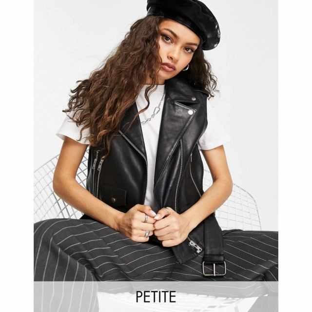 バーニーズ オリジナル Barney s Original Petite レディース ベスト・ジレ BarneyS Originals Petite Real Leather Sleeveless Biker Ja