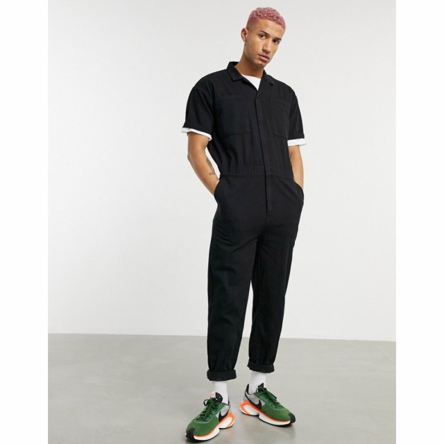 エイソス ASOS DESIGN メンズ ツナギ・オールインワン ボイラースーツ トップス Denim Boilersuit In Black ブラック