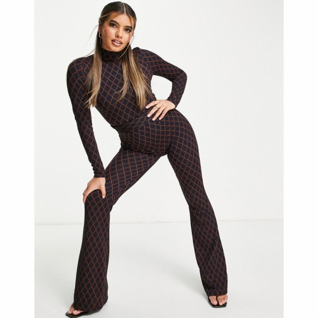 エイソス ASOS Studio Happy レディース オールインワン ジャンプスーツ ワンピース・ドレス Fit And Flare Jacquard Jumpsuit In Retro