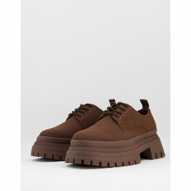 エイソス ASOS DESIGN メンズ シューズ・靴 Chunky Sole Shoe In Brown Faux Suede ブラウン