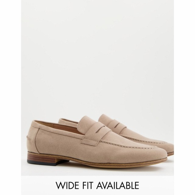 エイソス ASOS DESIGN メンズ ローファー シューズ・靴 Loafer In Beige Faux Suede With Natural Sole ライトベージュ