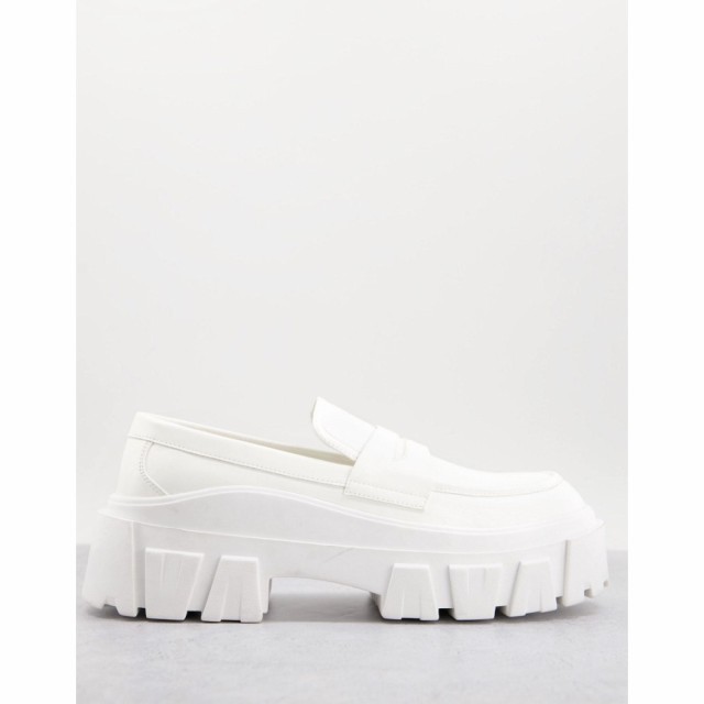 エイソス ASOS DESIGN メンズ ローファー シューズ・靴 Chunky Loafer In White Faux Leather ホワイト