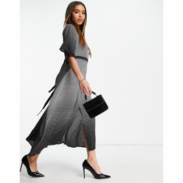 リカリッシュ Liquorish レディース ワンピース ラップドレス ミドル丈 ワンピース・ドレス Kimono Sleeve Midi Wrap Dress In Grey マル