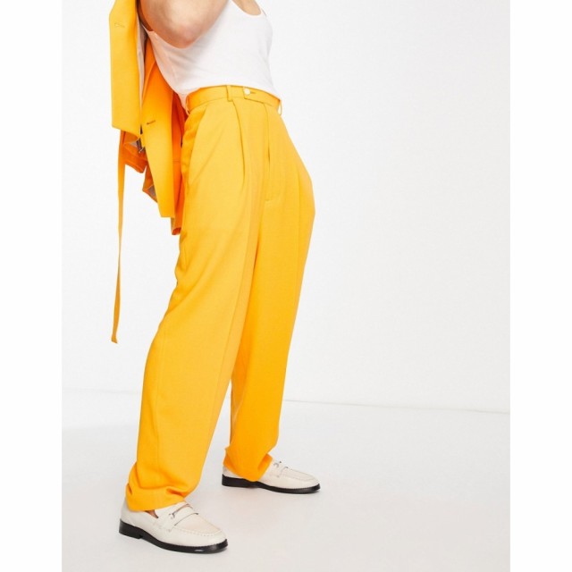 エイソス ASOS DESIGN メンズ スラックス ボトムス・パンツ Balloon Suit Trousers In Orange Texture オレンジ