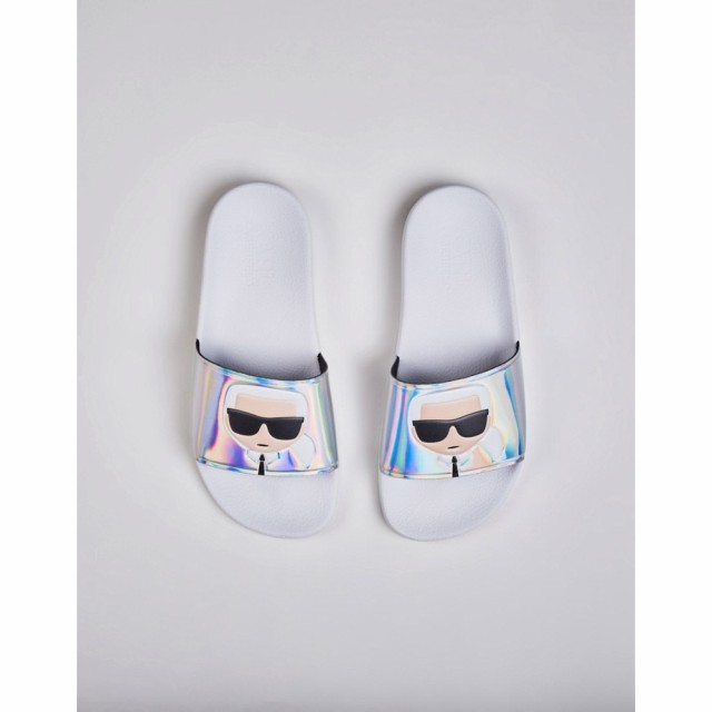 カール ラガーフェルド Karl Lagerfeld レディース サンダル・ミュール シューズ・靴 Kondo Slide Sandals In Iridescent シルバー