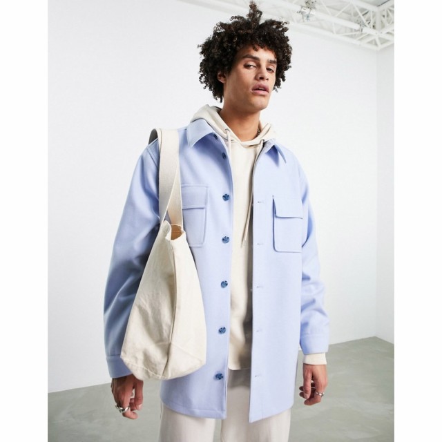 エイソス ASOS DESIGN メンズ ジャケット シャツジャケット アウター Wool Look Shacket In Light Blue ブルー