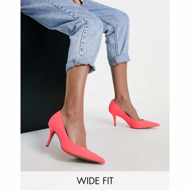 エイソス ASOS DESIGN レディース パンプス シューズ・靴 Wide Fit Salary Mid Heeled Court Shoes In Orange オレンジ