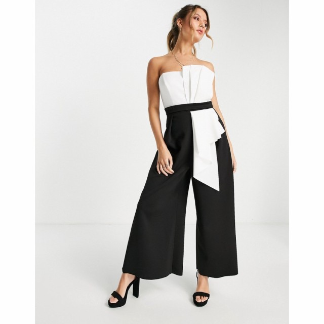 エイソス ASOS DESIGN レディース オールインワン バンドゥ ジャンプスーツ ワンピース・ドレス Scuba Pleated Bandeau Jumpsuit In Mono