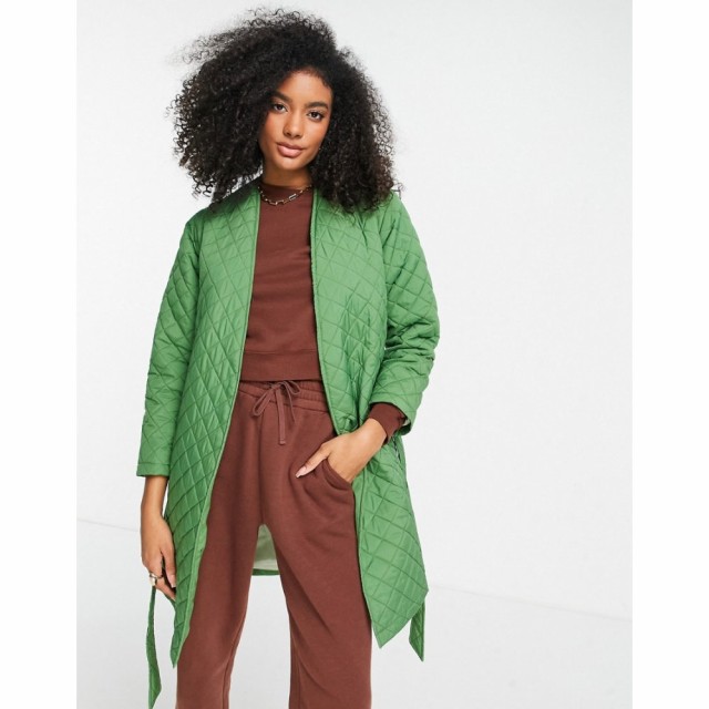 ヘレン バーマン Helene Berman レディース コート アウター Quilted Collarless Duster Coat In Green グリーン