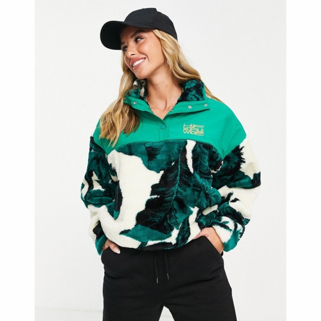 ハフ HUF レディース フリース トップス Huf Relaxed Half Zip Pullover In Palm Print Polar Fleece ナチュラル