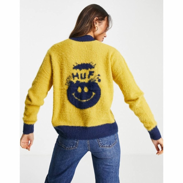 ハフ HUF レディース ニット・セーター トップス Huf Oversized Jumper With Face Intarsia ゴールド