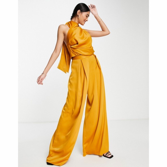 エイソス ASOS DESIGN レディース ボトムス・パンツ Co-Ord Satin Wide Leg Trouser ゴールド