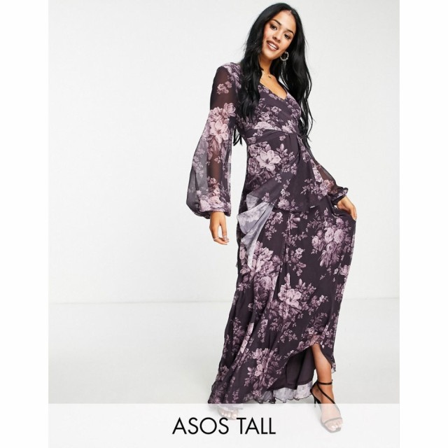 エイソス ASOS Tall レディース ワンピース ラップドレス ラップスカート ミドル丈 Tall Wrap Waist Midi Dress With Double Layer Skirt