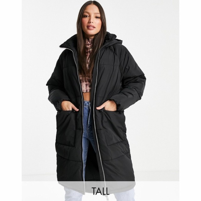 オンリー Only Tall レディース コート ロングコート アウター Padded Longline Coat In Black ブラック