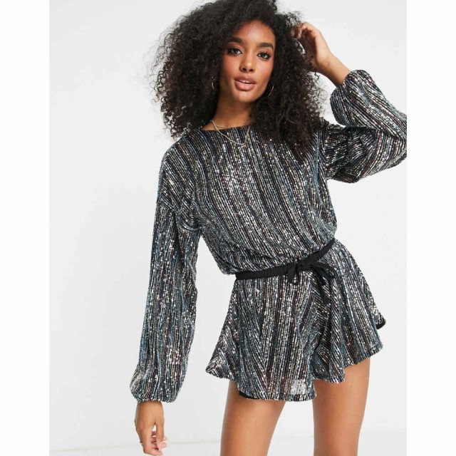 エイソス ASOS DESIGN レディース オールインワン ショート ワンピース・ドレス Sequin Cowl Back Playsuit In Multi マルチカラー