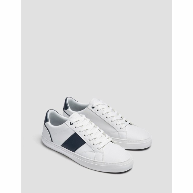 プルandベアー PullandBear メンズ スニーカー シューズ・靴 Side Stripe Trainers In White And Navy マルチカラー