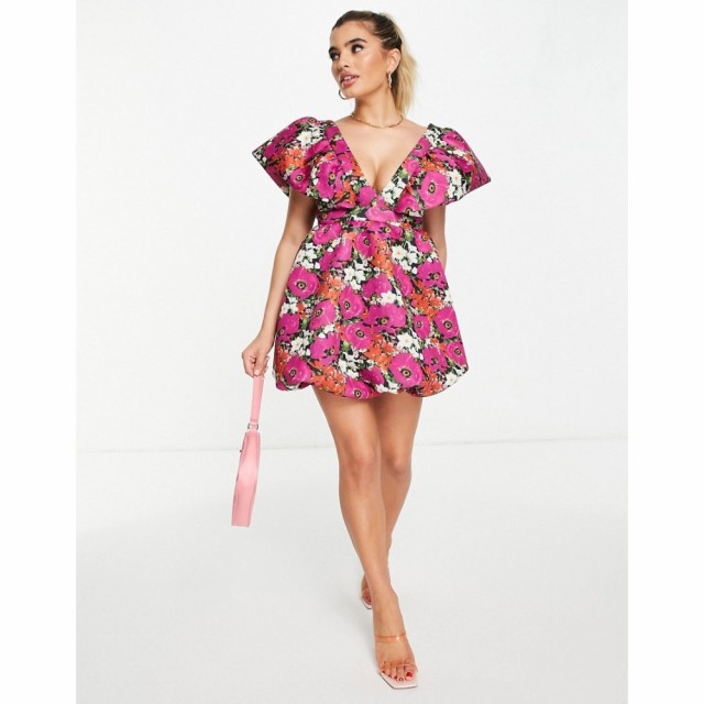 エイソス ASOS DESIGN レディース ワンピース ミニ丈 ワンピース・ドレス Bubble Mini Dress In Pop Floral マルチカラー