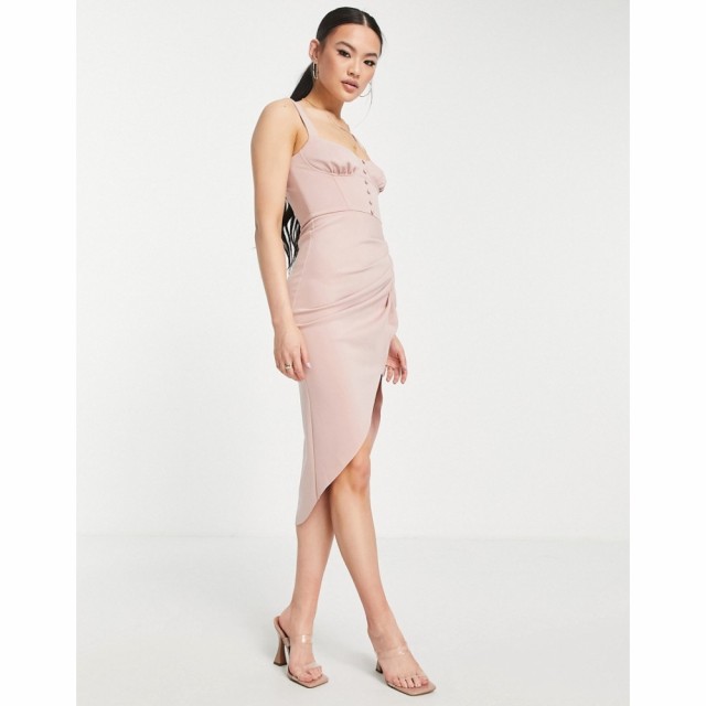 エイソス ASOS DESIGN レディース ワンピース ミドル丈 ワンピース・ドレス Button Bodice Tuck Midi Dress In Rose Pink ローズ