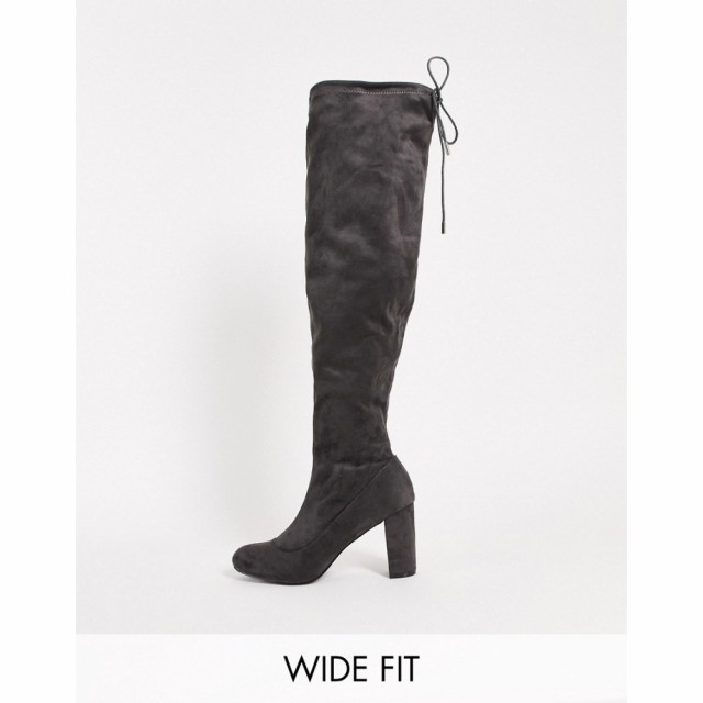 シンプリー ビー Simply Be Wide Fit レディース ブーツ ニーハイブーツ ロングブーツ シューズ・靴 Heeled Over The Knee Boots In Grey