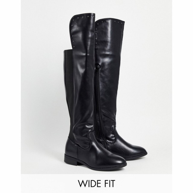 シンプリー ビー Simply Be Wide Fit レディース ブーツ ロングブーツ シューズ・靴 Simply Be Extra Wide Fit Felicia Flat Knee Boots