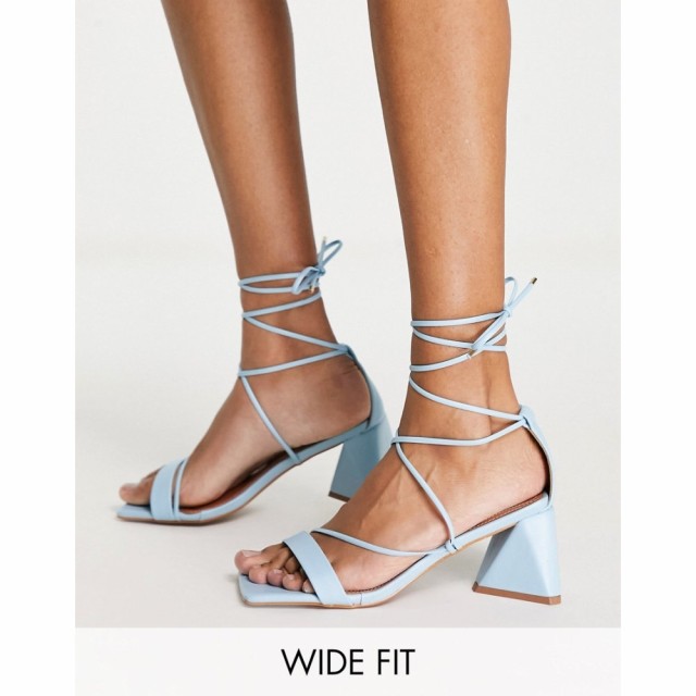 エイソス ASOS DESIGN レディース サンダル・ミュール シューズ・靴 Wide Fit Hilani Tie Leg Block Heeled Mid Sandals In Blue ペール