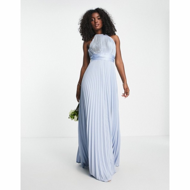 エイソス ASOS DESIGN レディース パーティードレス ラップドレス マキシ丈 Bridesmaid Pleated Pinny Maxi Dress With Satin Wrap Waist